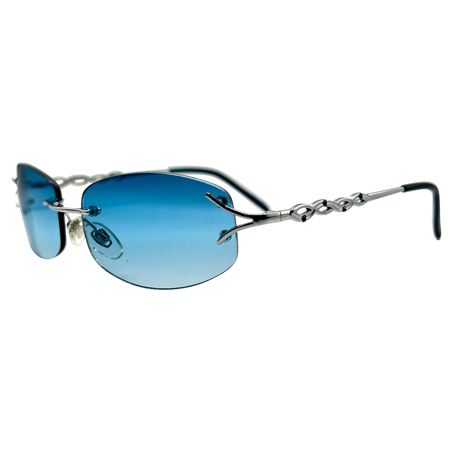 MAJESTIC Rimless Y2K SunglassesAqua-Giant Vintage Eyewear