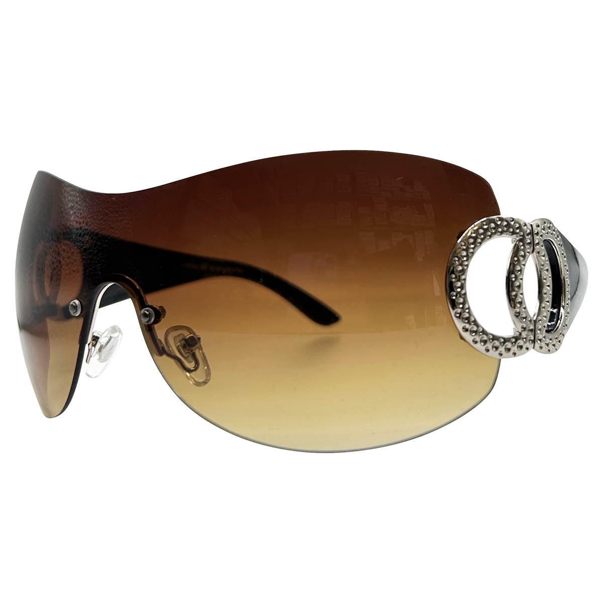 Shop MEGAMIND Rimless Shield Vintage Fashion Sunglasses | Giant Vintage ...