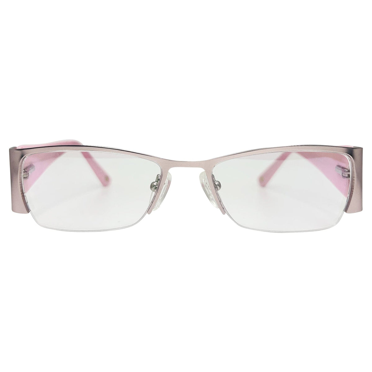 Oversized Vintage Clear Lens Glasses - Rimless Silver Frame Retro 70s/80s Style Eyewear