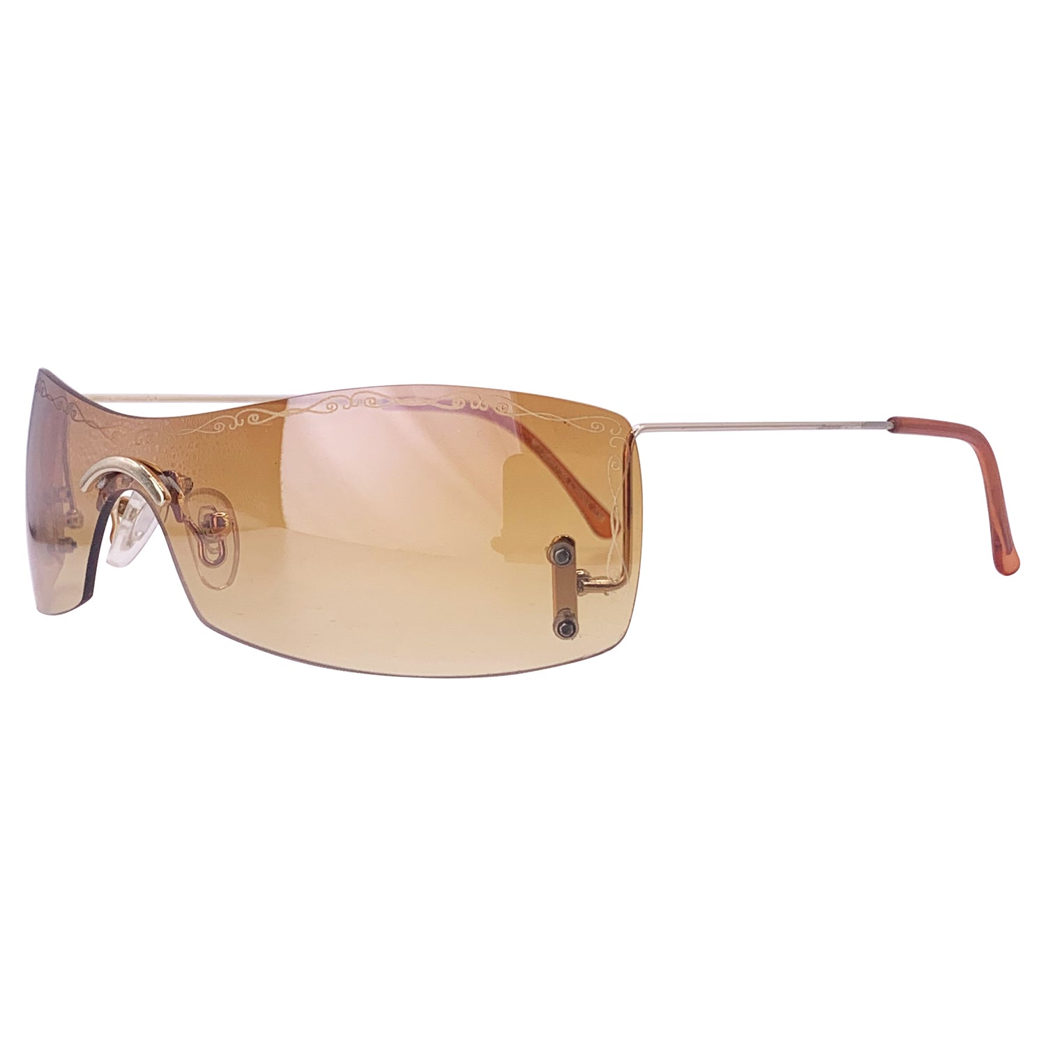 MINK Y2K Small Rimless Shield Sunglasses with Inverted Arms-Giant Vintage Eyewear