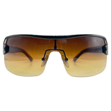 MOMMY Amber/Gunmetal Shield Sunglasses-Giant Vintage Eyewear