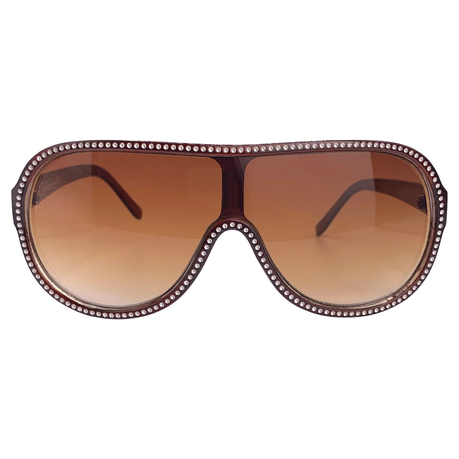 COSMOPOLITAN Studded Shield SunglassesAmber-Giant Vintage Eyewear