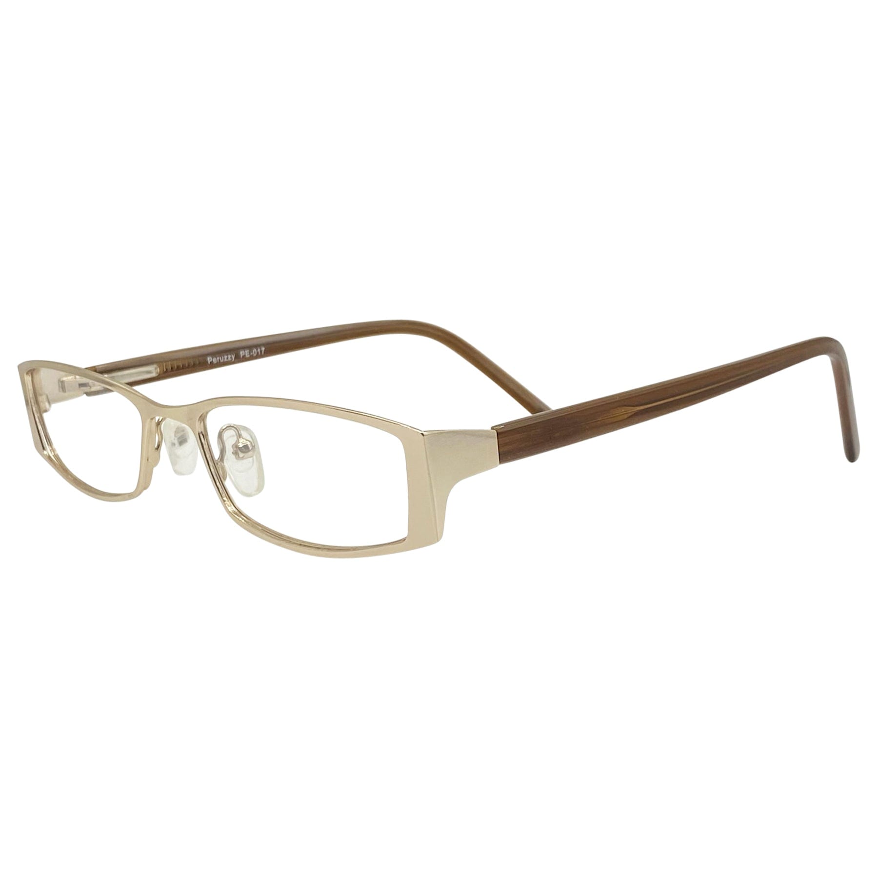 clear glasses women with a 90s style and gold metal frame