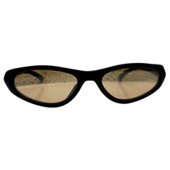 Front view of ORGANICA Slim Y2K Sunglasses in Glossy Black with dark lenses.