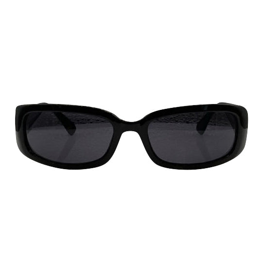 Front view of SHOCKER 90's sunglasses featuring a bold, chunky black rectangular frame with dark tinted lenses for a classic grunge-inspired look.
