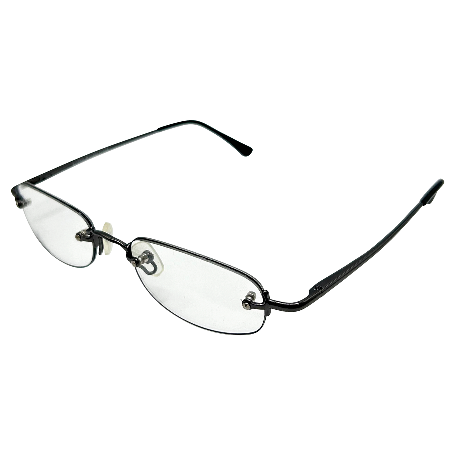 PASTOR Small Clear Rectangular 90s GlassesGunmetal Black-Giant Vintage Eyewear