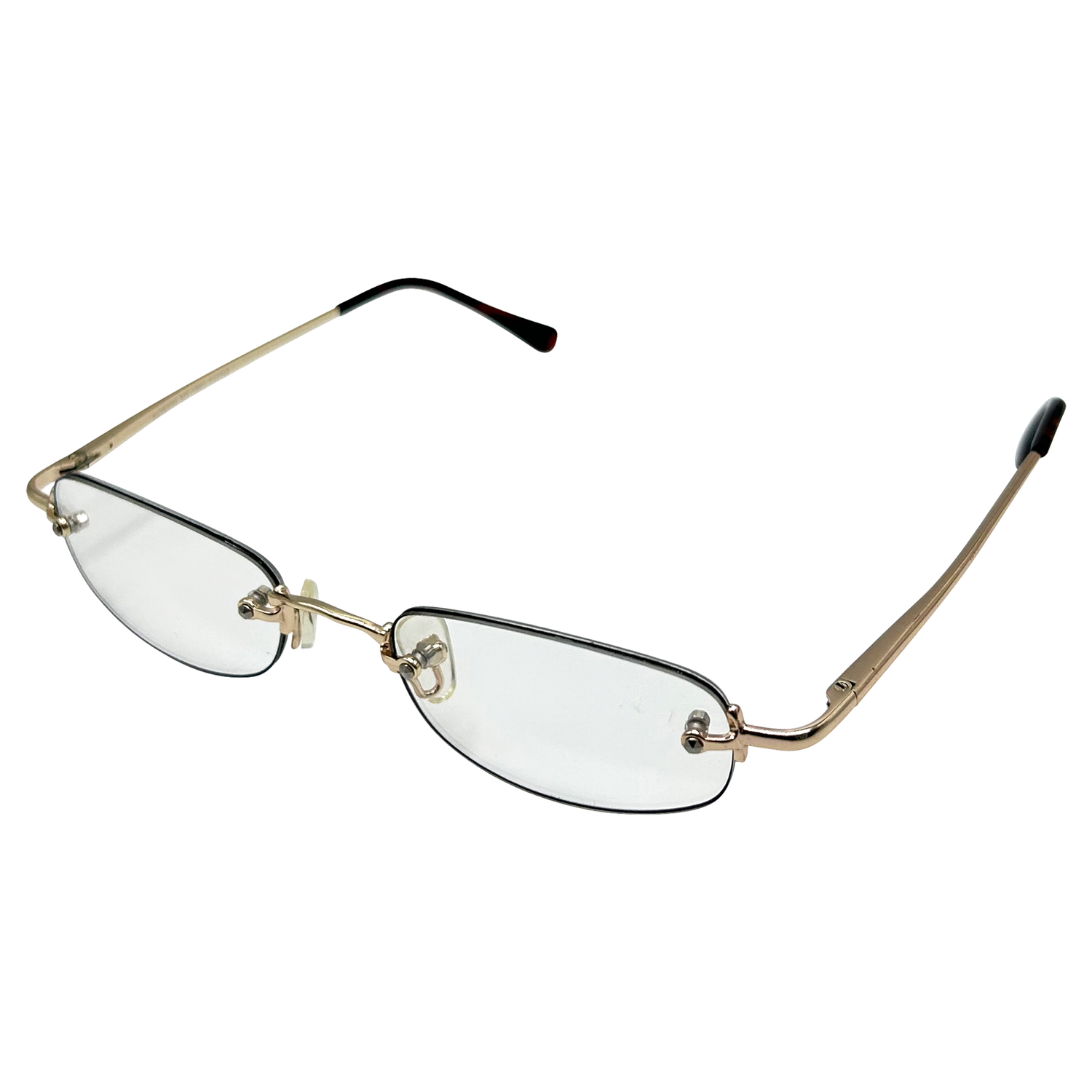 PASTOR Small Clear Rectangular 90s GlassesGold Black-Giant Vintage Eyewear