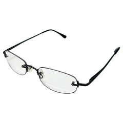 PASTOR Small Clear Rectangular 90s GlassesGunmetal Purple-Giant Vintage Eyewear