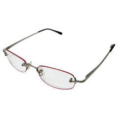 PASTOR Small Clear Rectangular 90s GlassesSilver Red-Giant Vintage Eyewear