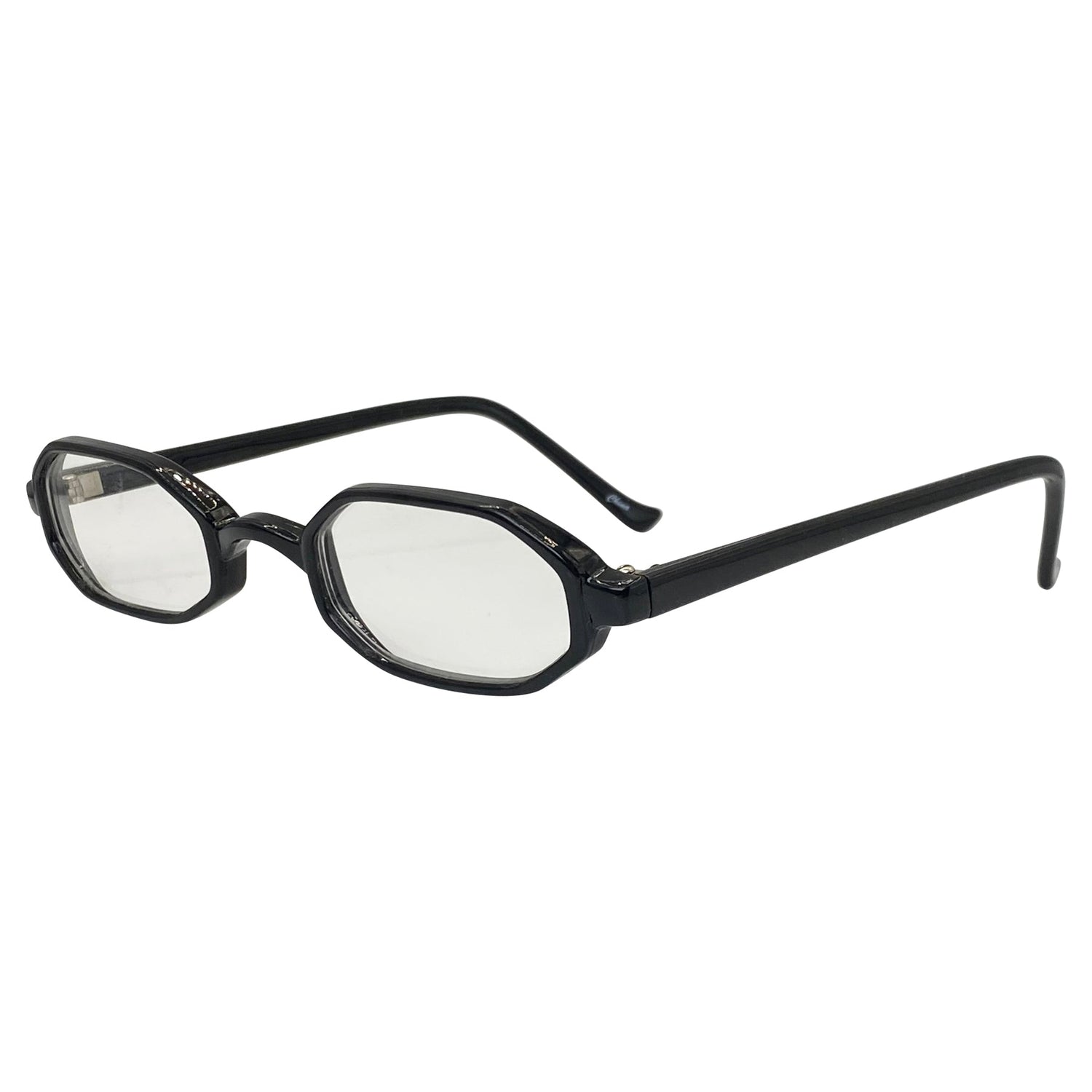 PINE Black Clear Small Bayonetta-Style 90s Glasses-Giant Vintage Eyewear
