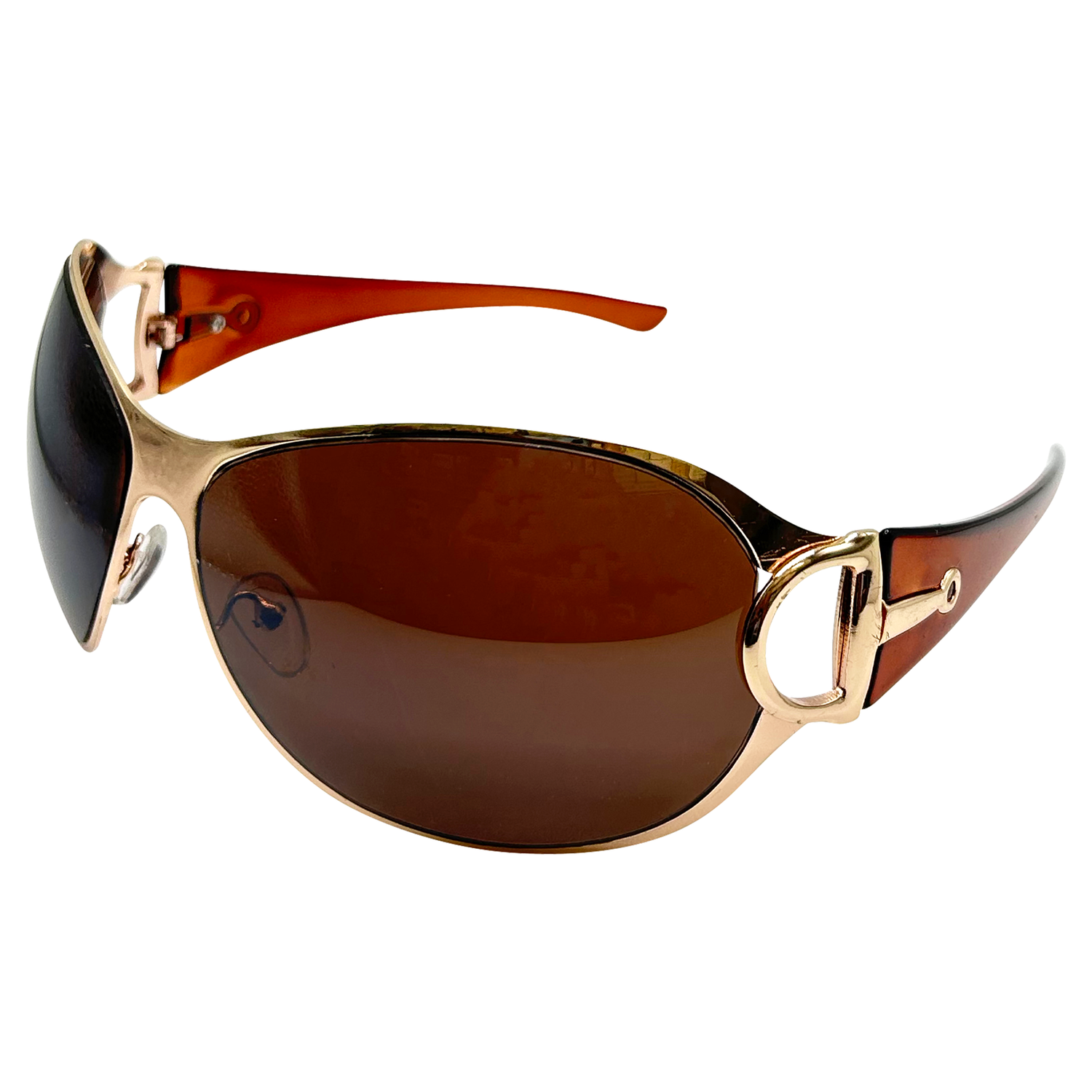PLASTIC Oversized Y2K SunglassesGold/Brown-Giant Vintage Eyewear