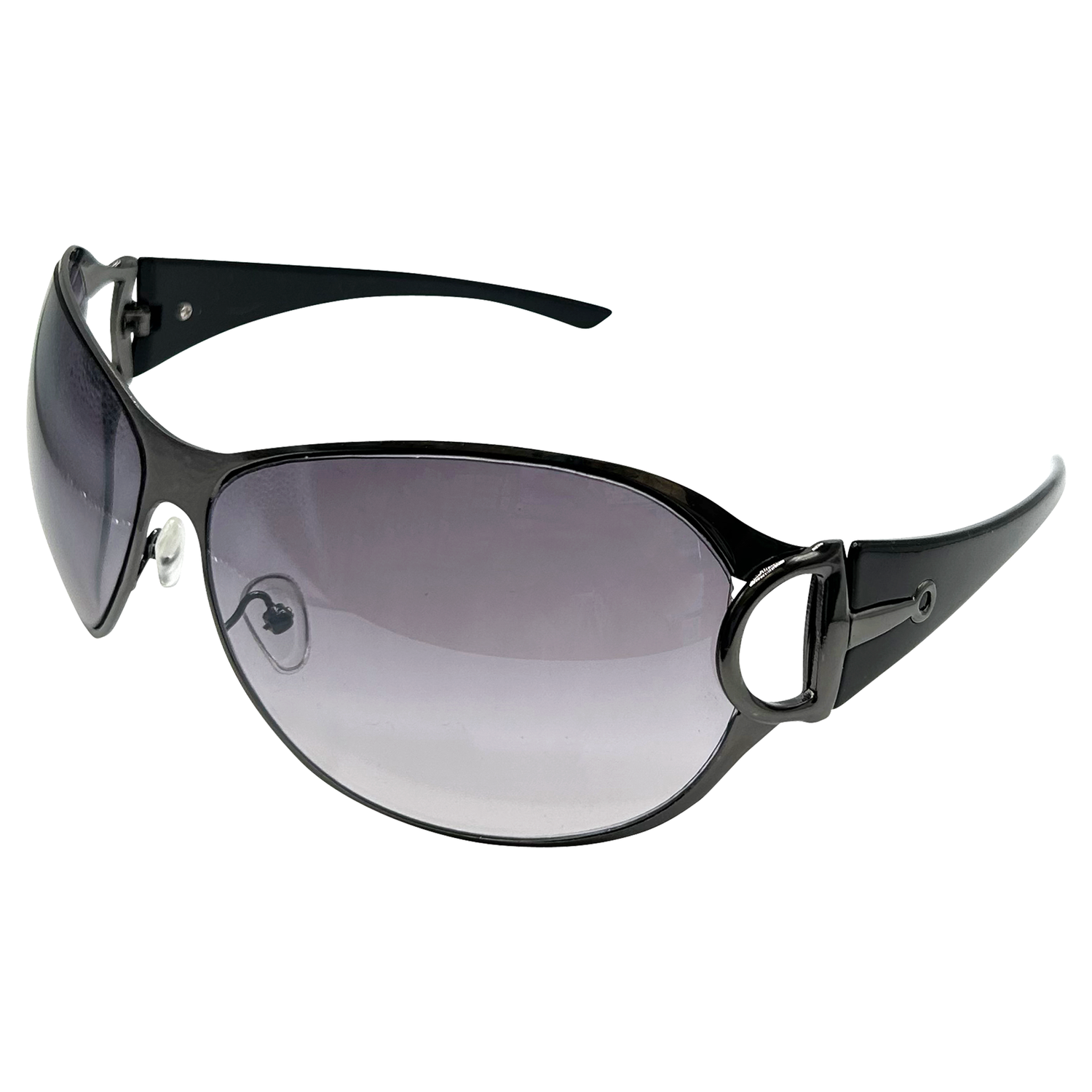 PLASTIC Oversized Y2K SunglassesBlack Gunmetal/Smoke-Giant Vintage Eyewear