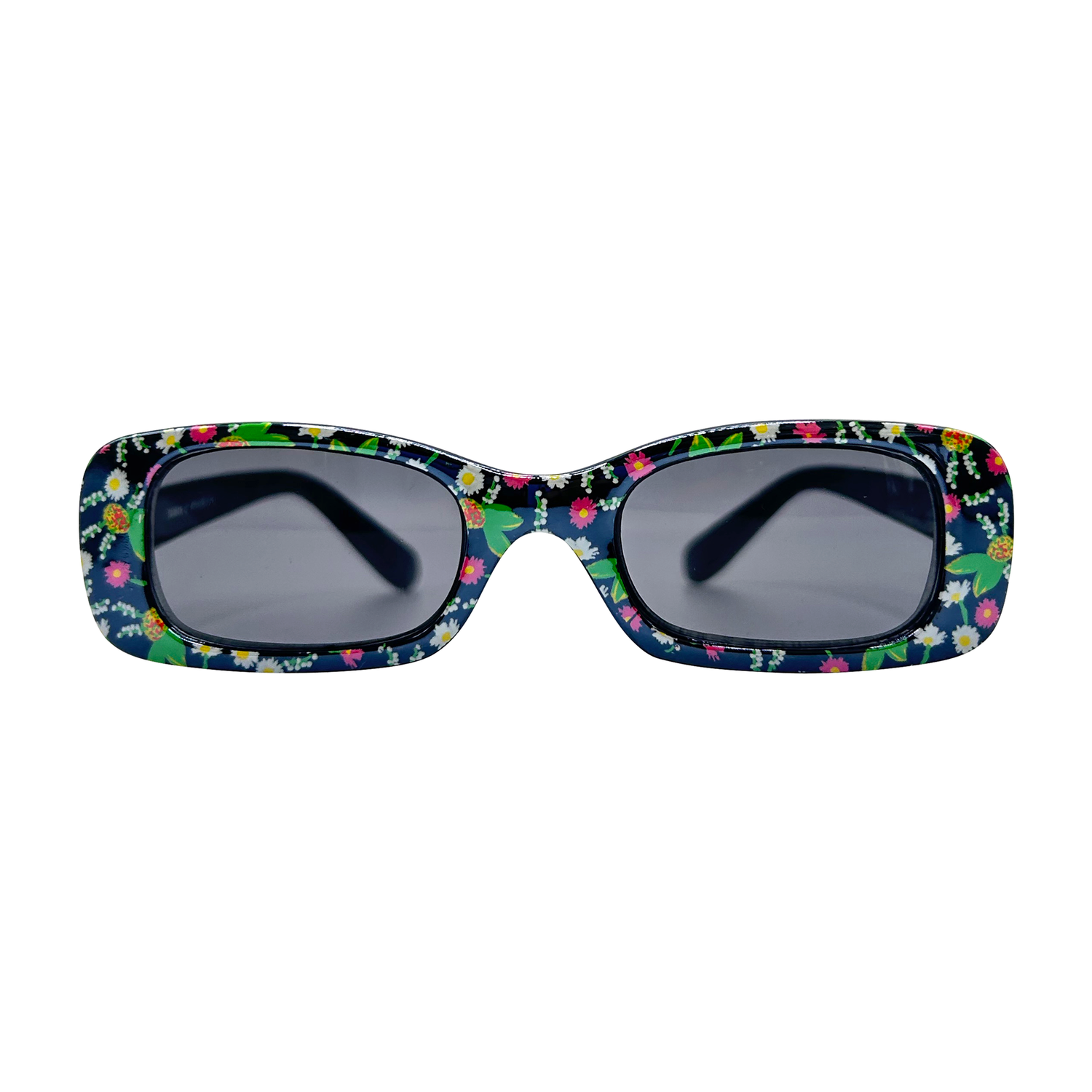 Kids ⭐️ POSIES Black Green Flower/Super Dark Square-Giant Vintage Eyewear