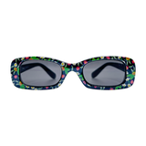 Kids ⭐️ POSIES Black Green Flower/Super Dark Square-Giant Vintage Eyewear