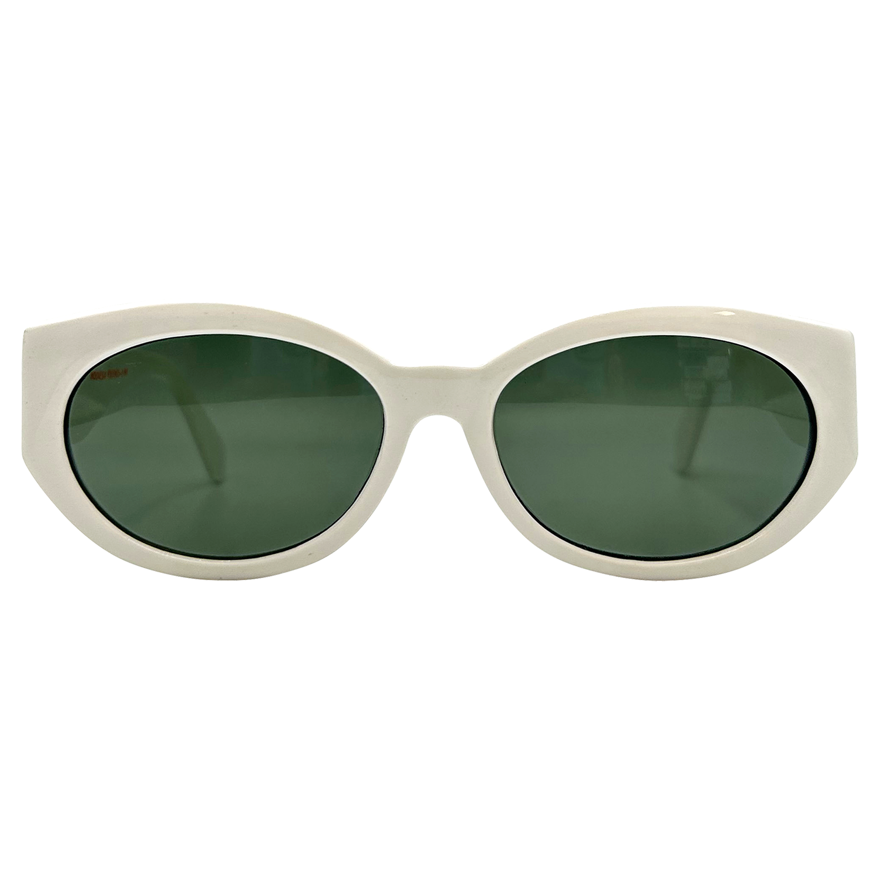 PUFF White Round Mod Cat-Eye Sunglasses