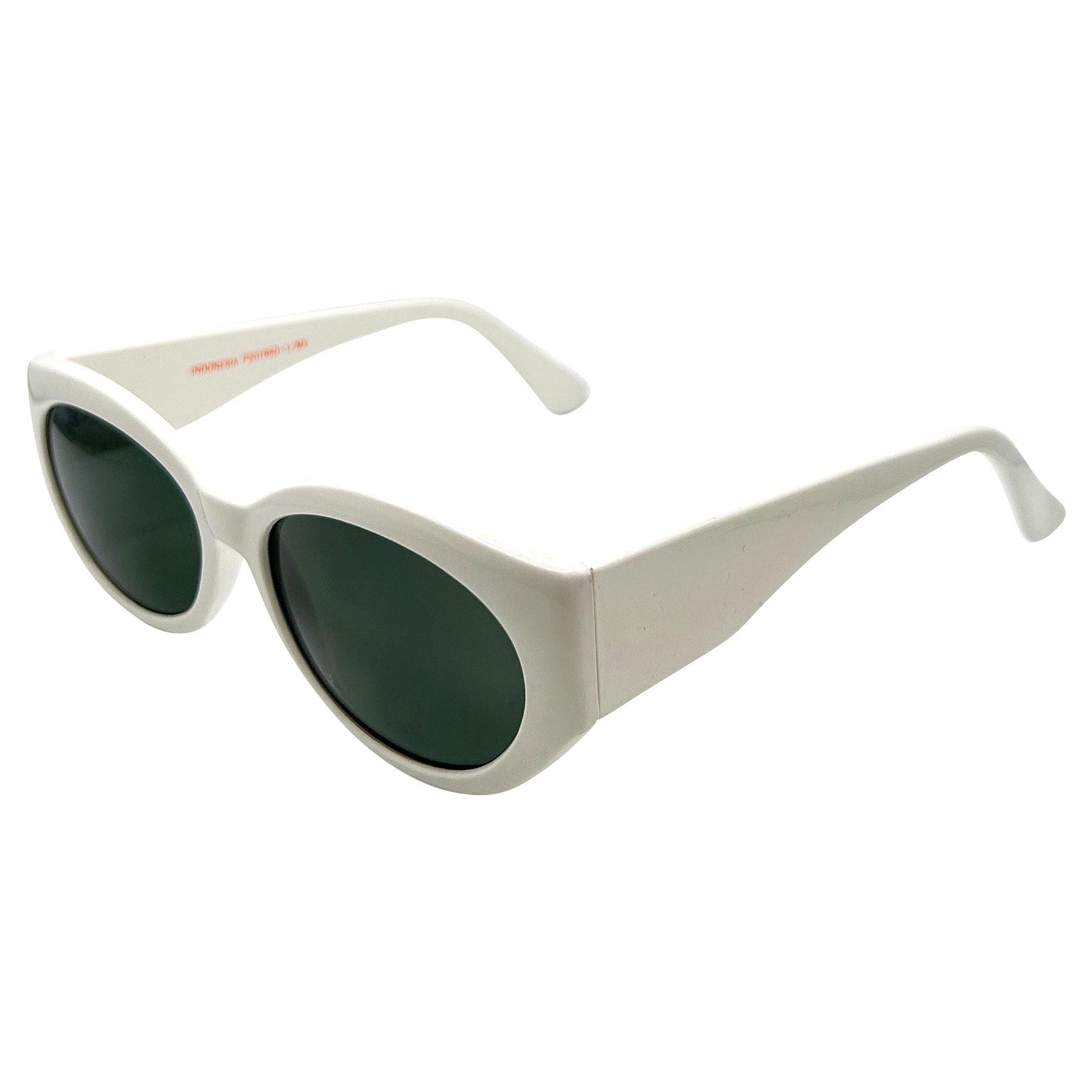 PUFF White Round Mod Cat-Eye Sunglasses