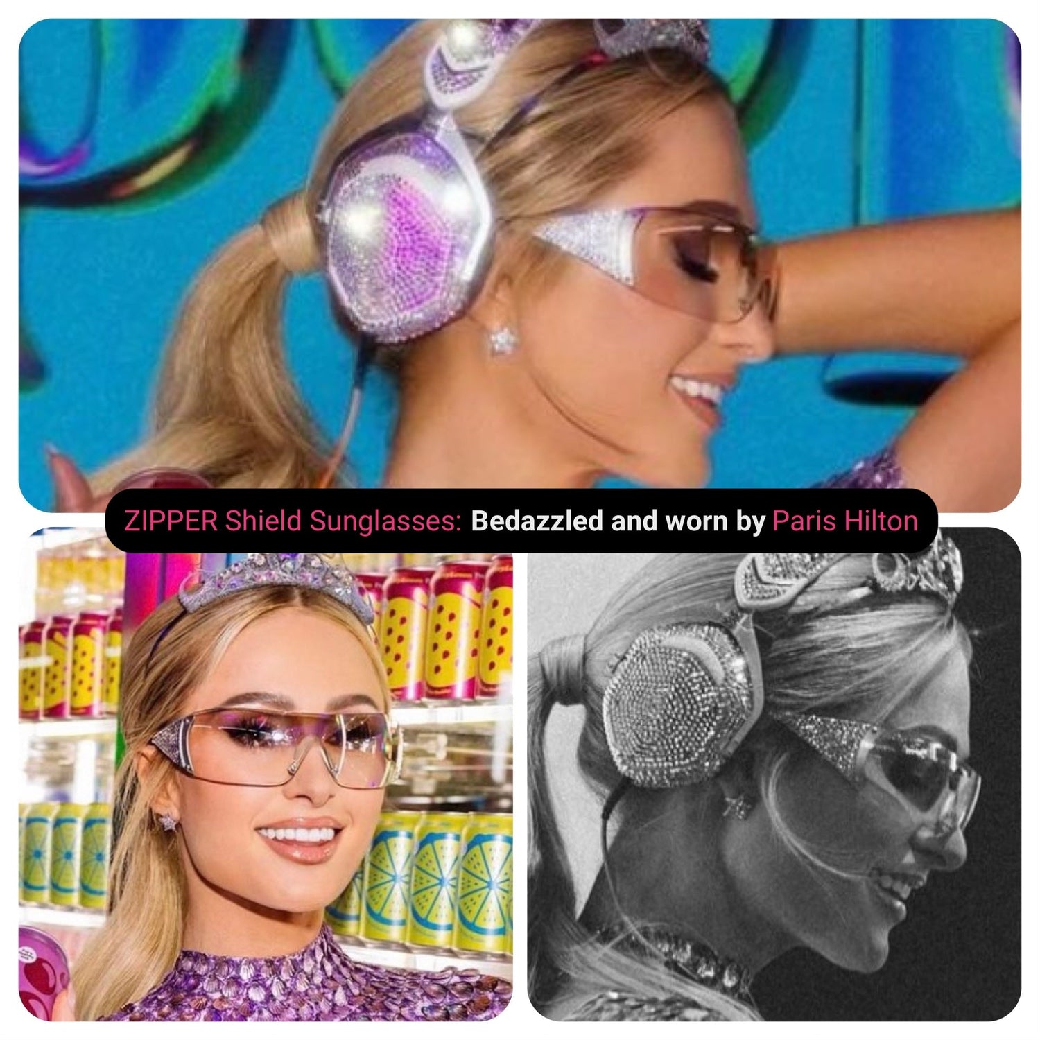 ZIPPER Shield Sunglasses *As Seen On: Blue Ivy Carter & Paris Hilton*-Giant Vintage Eyewear