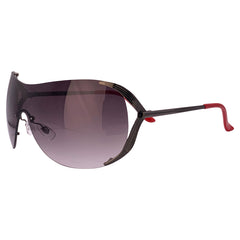 True Vintage Y2K large rimless shield sunglasses with black smoke lens with gunmetal arms