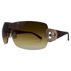 REVENGE Rimless Shield SunglassesGold/Amber-Giant Vintage Eyewear