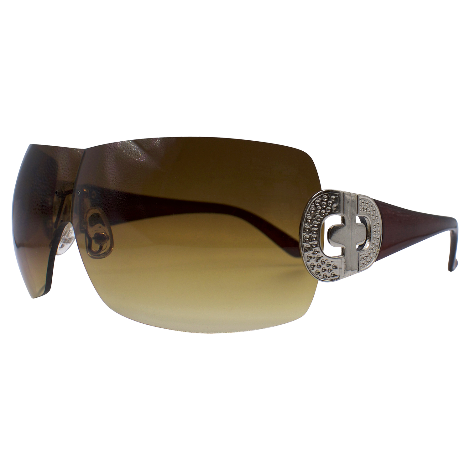 REVENGE Rimless Shield SunglassesSilver/Amber-Giant Vintage Eyewear