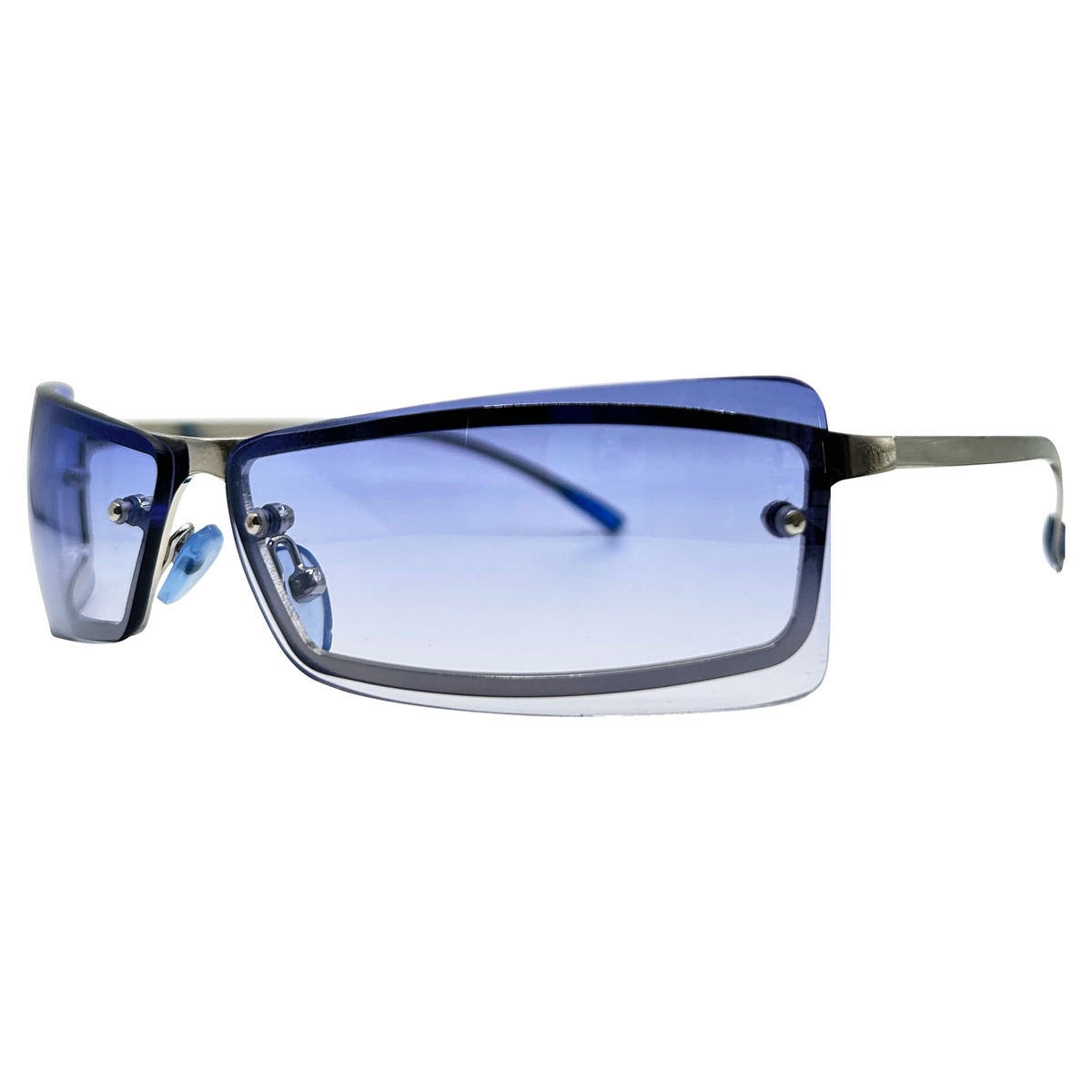 REVOLT Square Y2K SunglassesSilver/Blue-Giant Vintage Eyewear