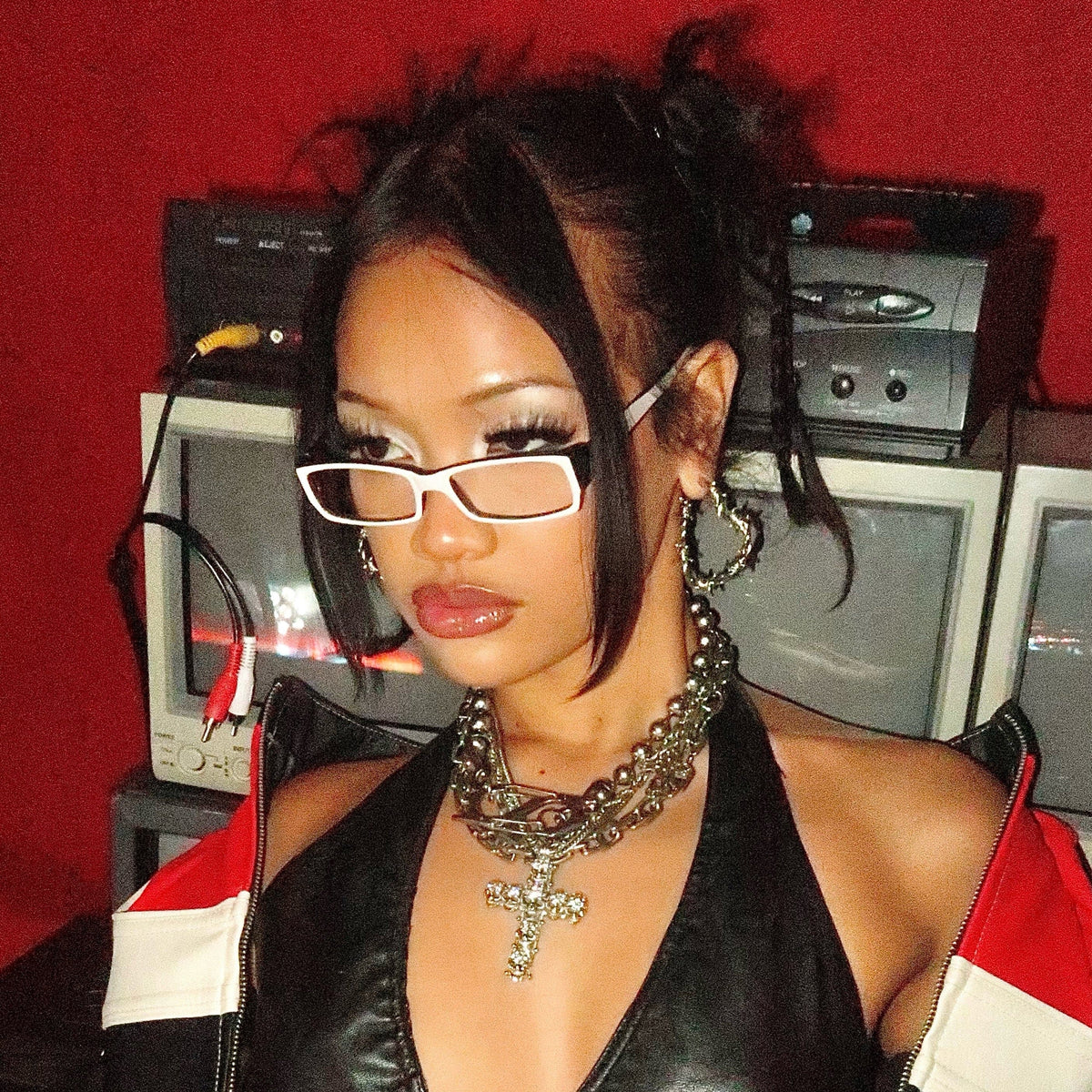 ROCK STEADY Small Clear Rectangular 90s Vintage Glasses-Giant Vintage Eyewear