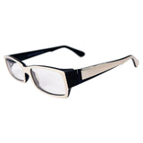 clear square glasses with a 90s style white frame 