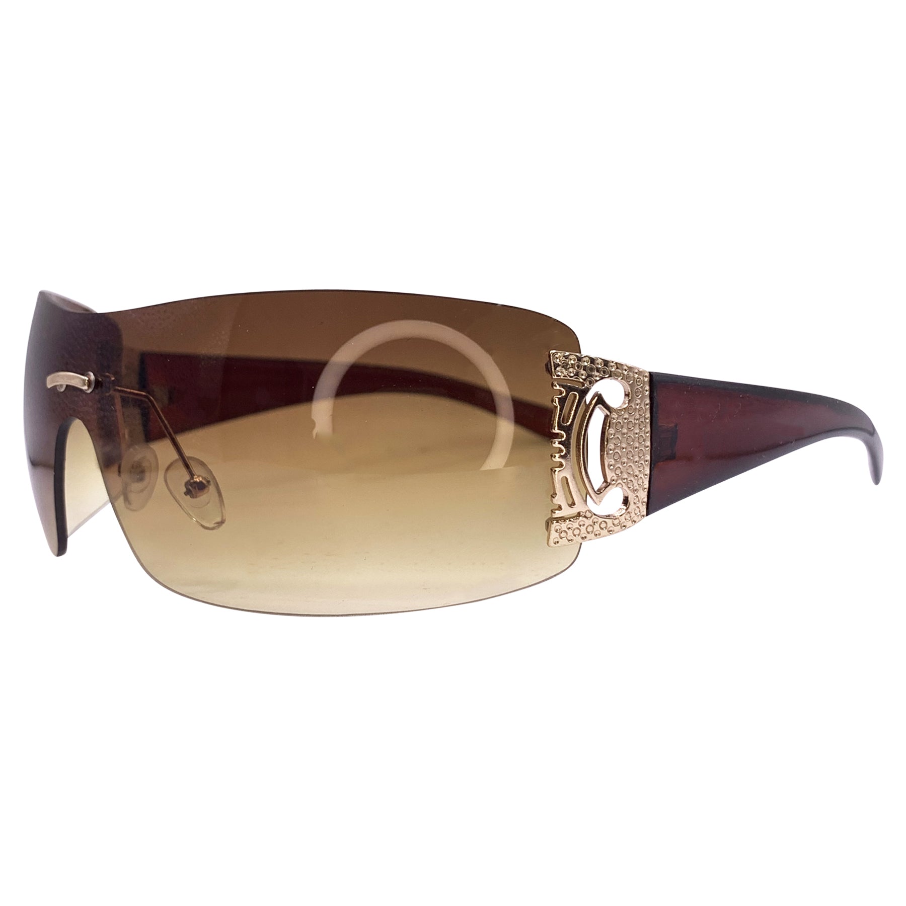 SEXY CAN I Y2K Rimless Shield Sunglasses | Giant Vintage Eyewear