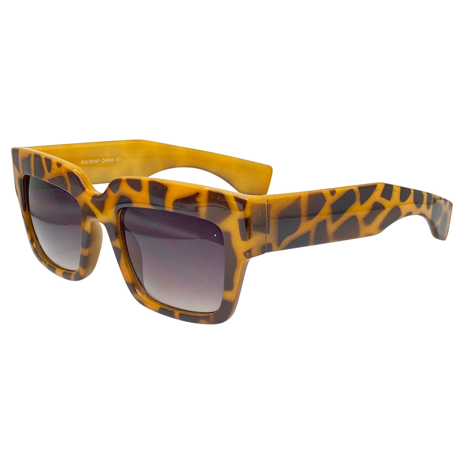 mod square oversized sunglasses with a unique cheetah animal print frame 