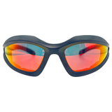 sport sunglasses with RV lens and a wraparound style 