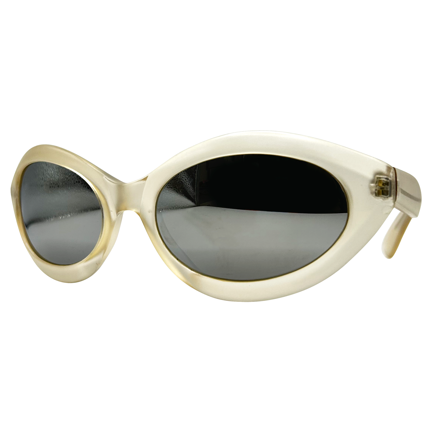 SPACED Frost White Retro Cat-Eye Sunglasses