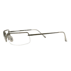 A profile view of the SPILL vintage glasses showcasing the thin, metallic silver temples and ergonomic curved ear pieces. The side perspective emphasizes the low-profile, aerodynamic silhouette and the seamless integration between the lens hinges and the lightweight frame.