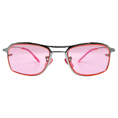 STROBE Pink Aviator Y2K SunglassesSilver/Pink-Giant Vintage Eyewear