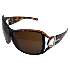STUNT Shield Y2K SunglassesTortoise Silver/Brown-Giant Vintage Eyewear