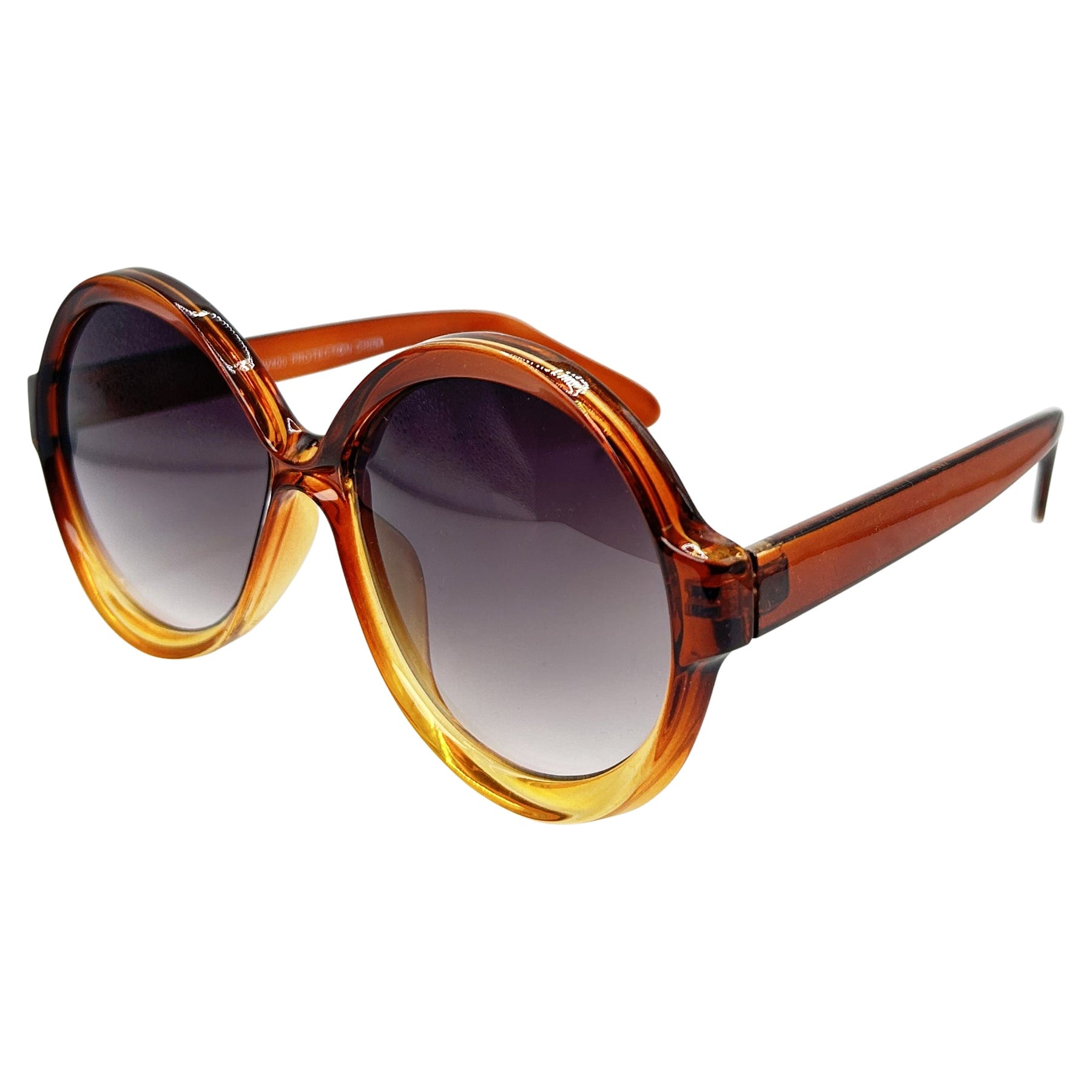 boho chic oversized sunglasses for women with a colorful ombre frame and round shape