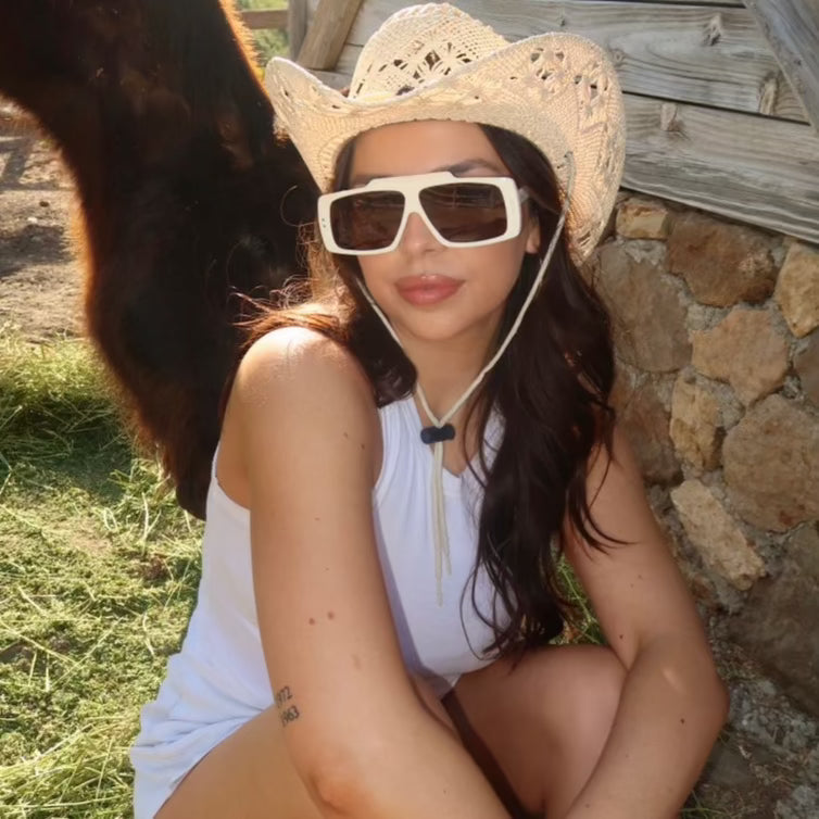 boho oversized aviator sunglasses styled on model