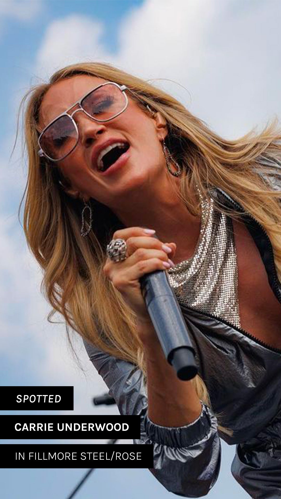 Carrie Underwood wearing Giant Vintage FILLMORE aviator glasses on stage