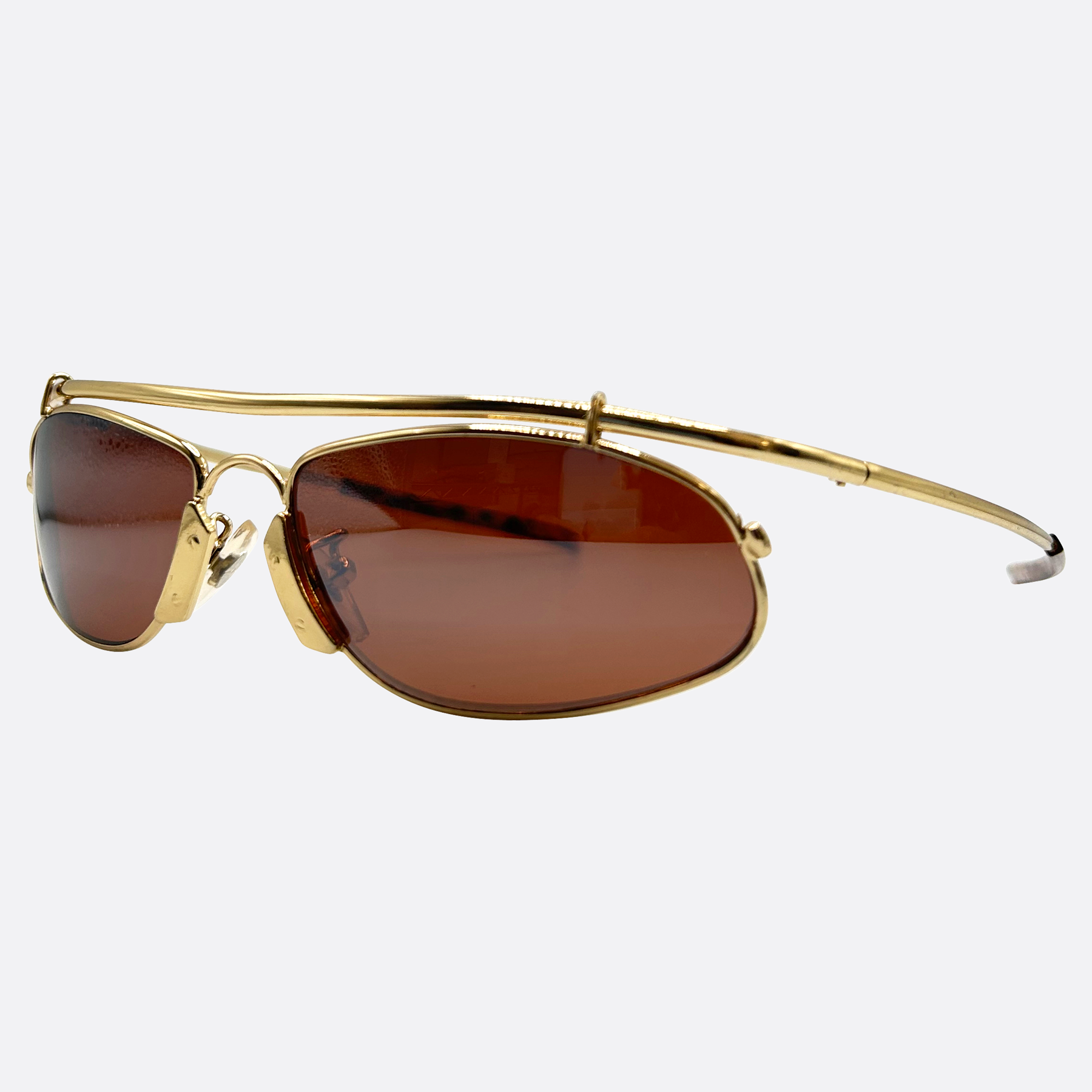 TAKAKO Gold 90s Streetwear Sunglasses | Blue-Blocker | Day Driving