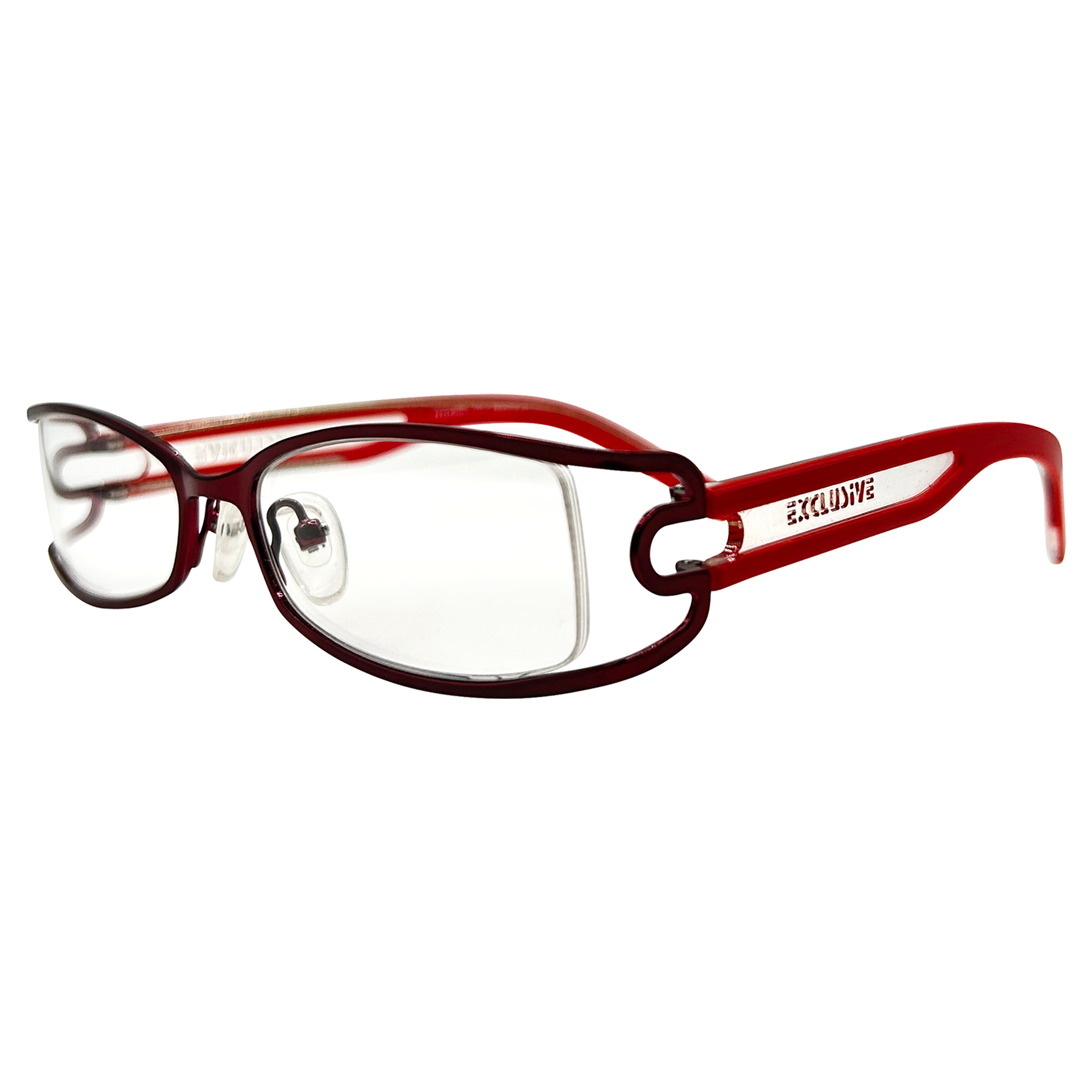 red clear glasses