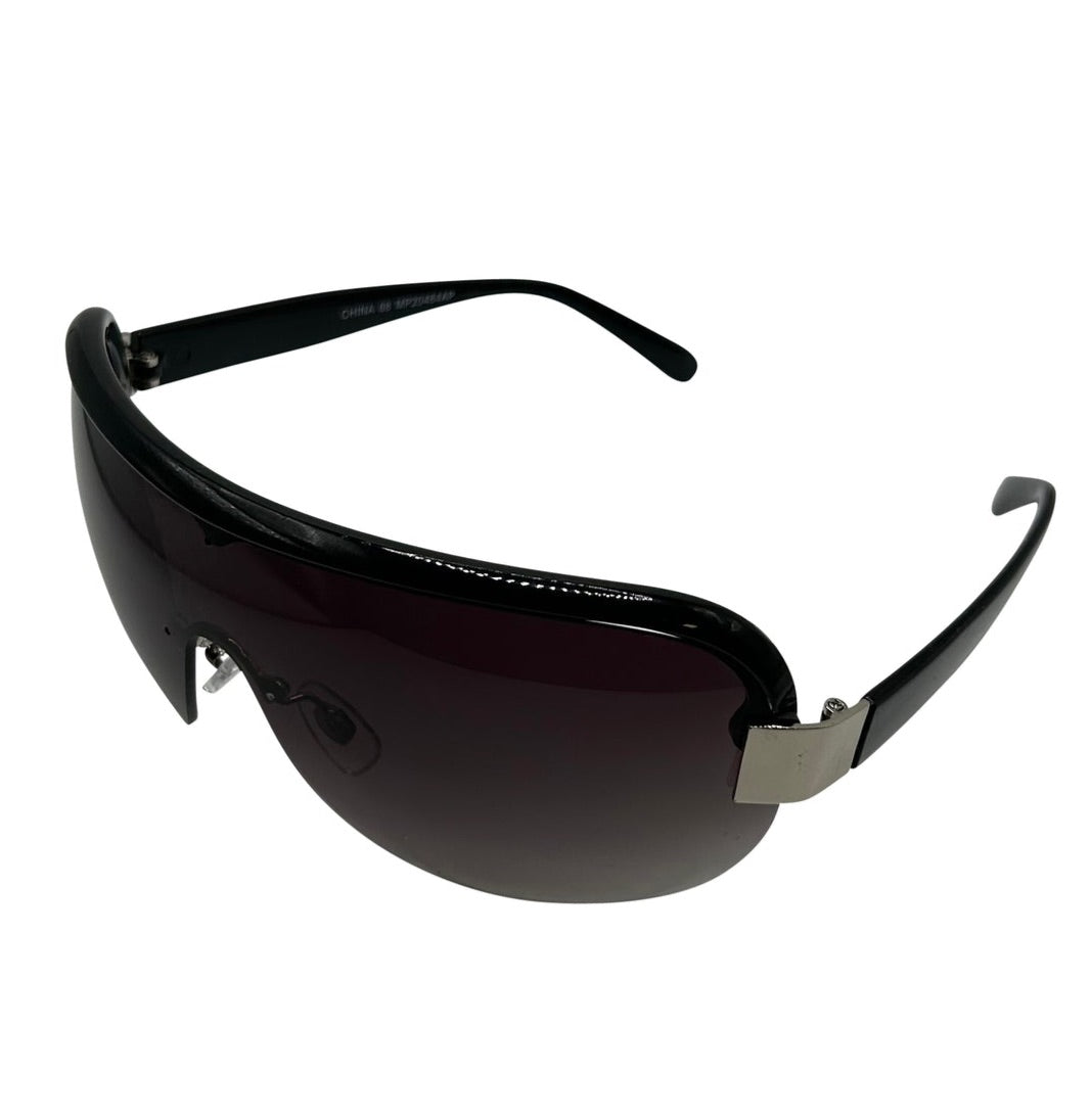 TELEPHONE Ski Shield SunglassesBlack Silver/Smoke-Giant Vintage Eyewear