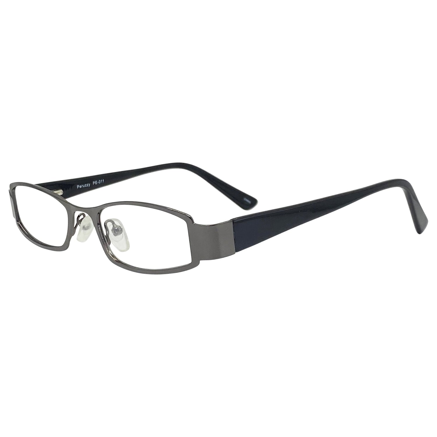 TUNNEL VISION Clear Rectangular 90s GlassesGunmetal-Giant Vintage Eyewear