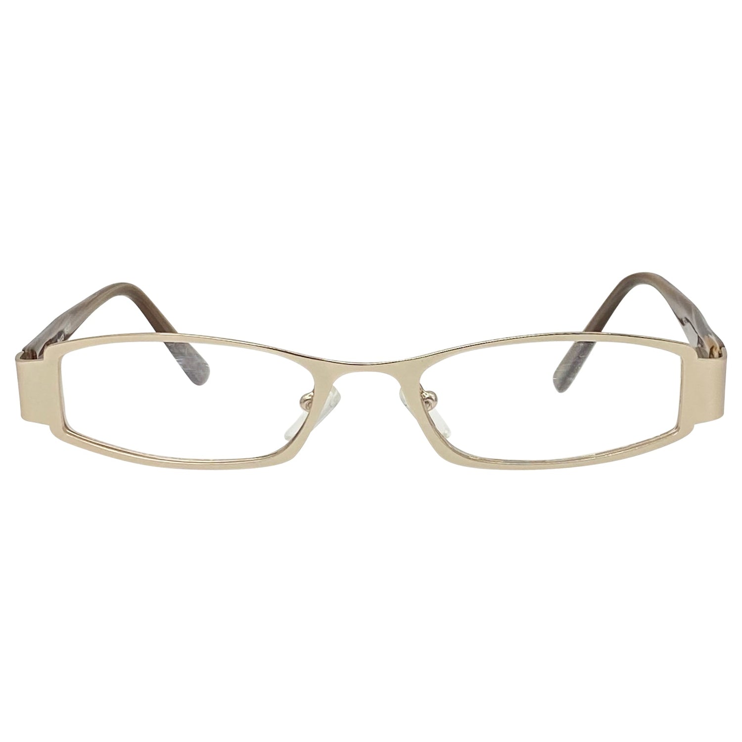 TUNNEL VISION Clear Rectangular 90s Glasses-Giant Vintage Eyewear