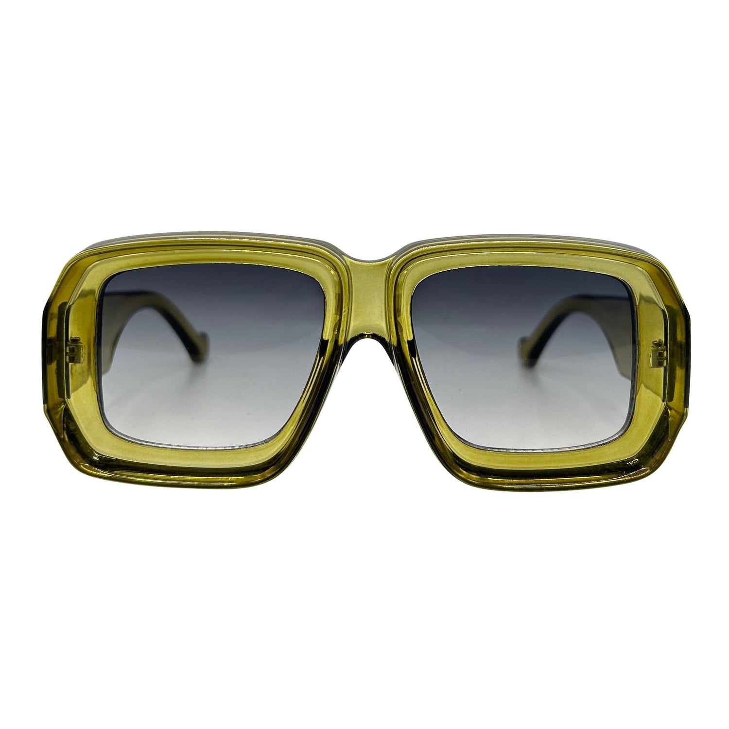 WEEKDAY Retro Square SunglassesCrystal Olive-Giant Vintage Eyewear