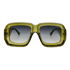 WEEKDAY Retro Square SunglassesCrystal Olive-Giant Vintage Eyewear