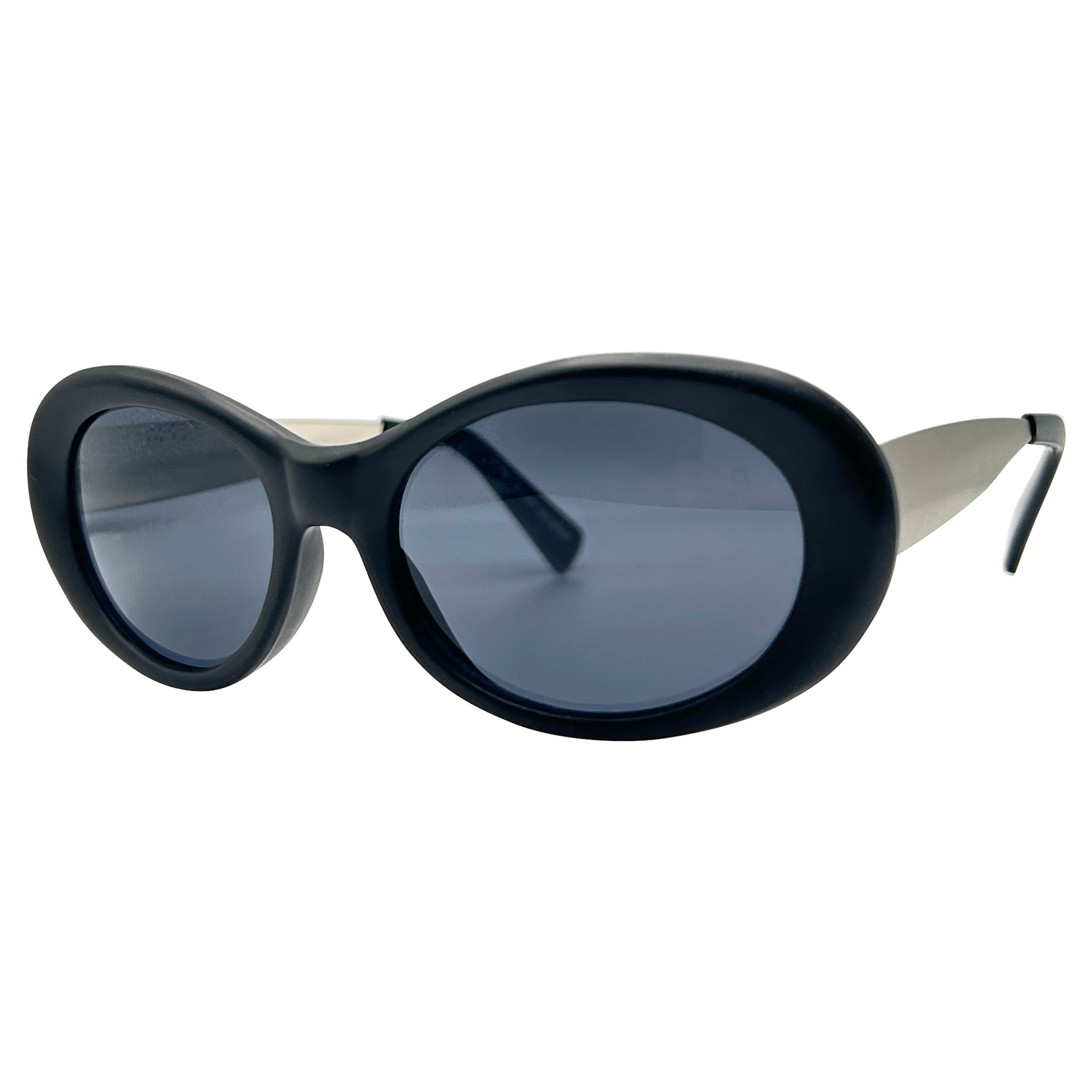 YOUTH Black/Silver Oval Sunglasses