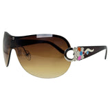 YSABEL Rimless Shield SunglassesBrown Jelly/Amber-Giant Vintage Eyewear