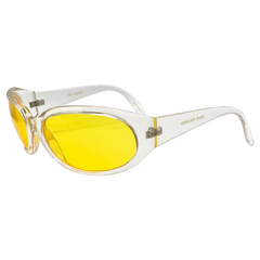 YOLKED Round Sports Sunglasses | Blue-Blocker | Night DrivingClear/Yellow-Giant Vintage Eyewear