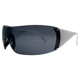 ZIPPER Shield Sunglasses *As Seen On: Blue Ivy Carter & Paris Hilton*White/Super Dark-Giant Vintage Eyewear