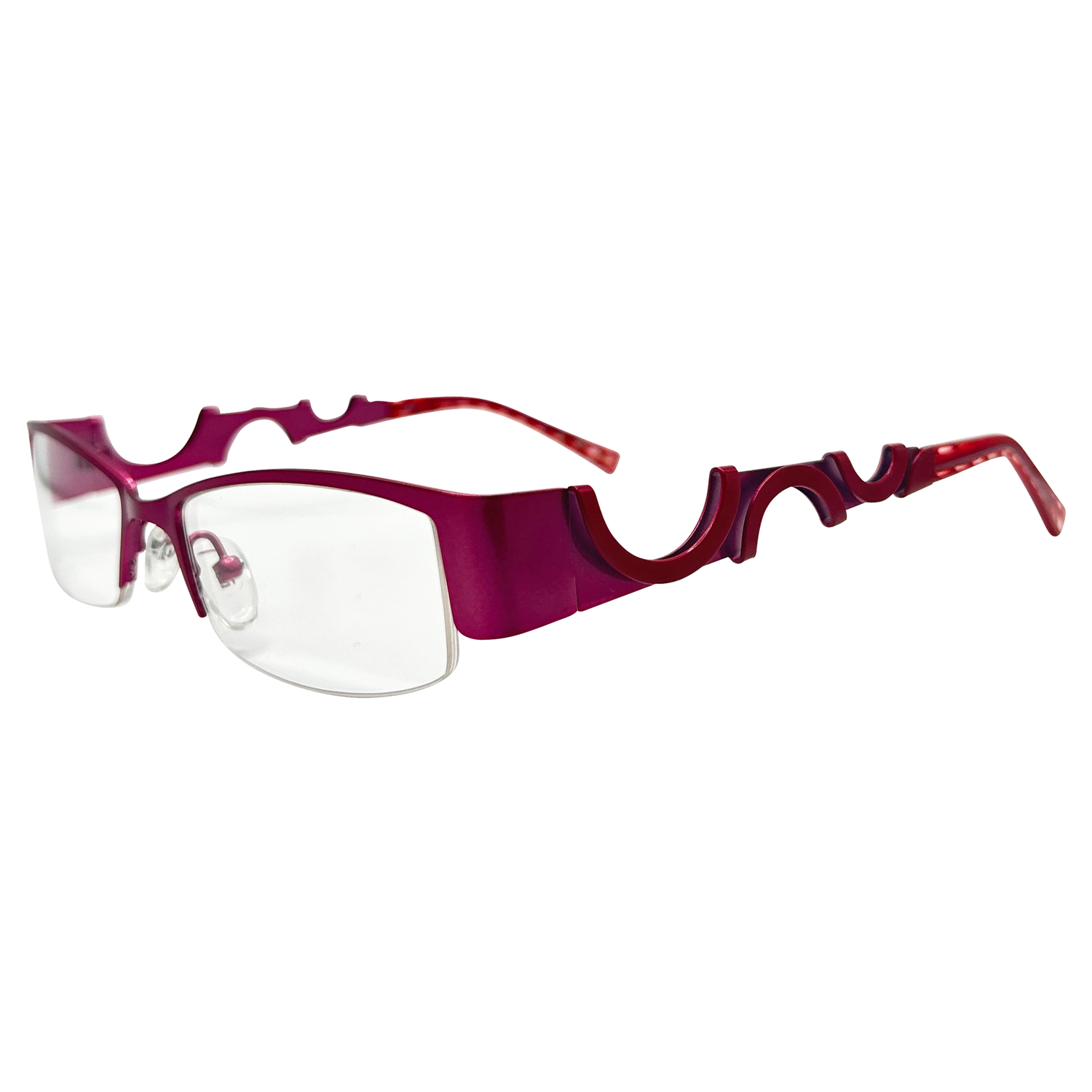 THE DON Clear Square Y2K Semi-Rimless Glasses | PremiumPink-Giant Vintage Eyewear