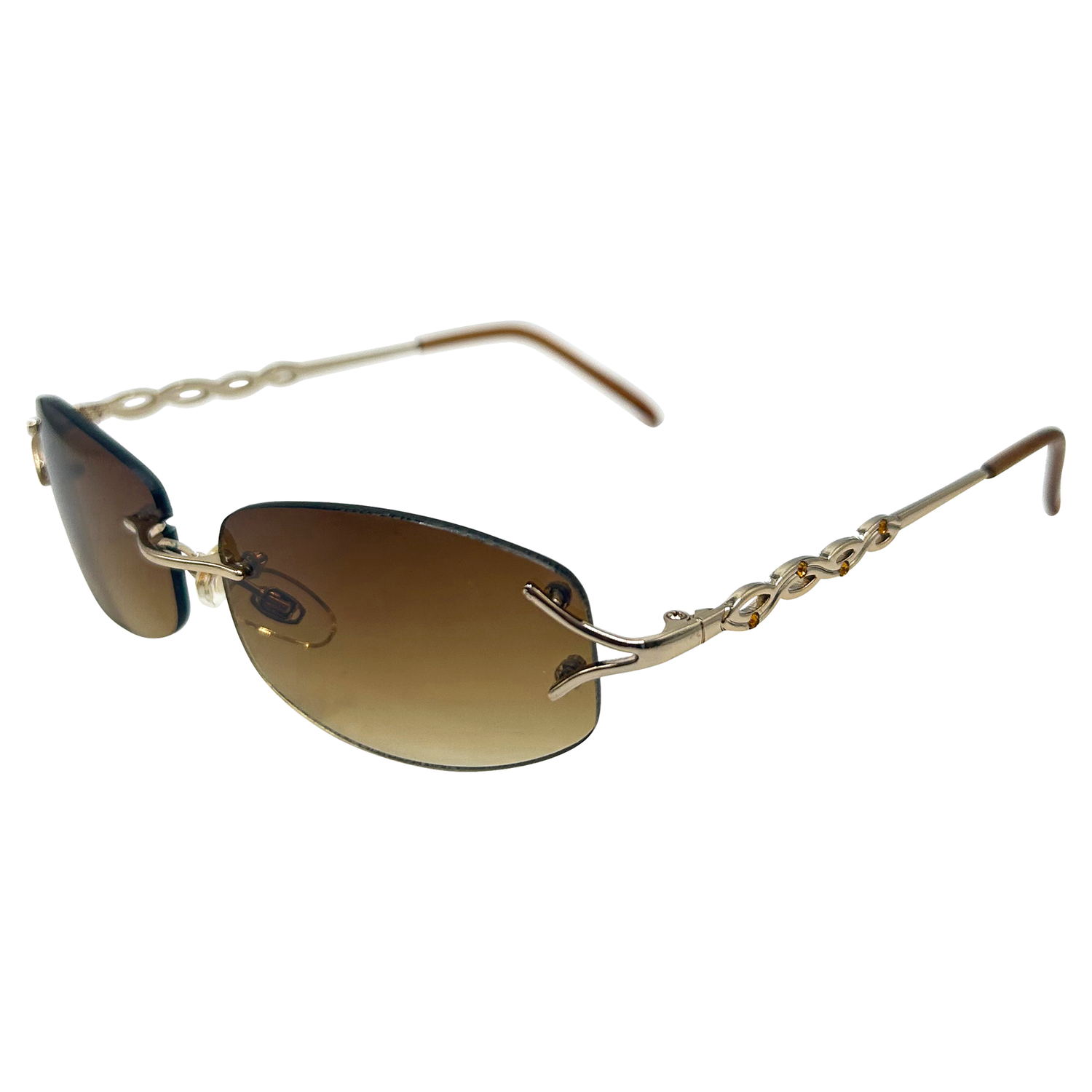 MAJESTIC Rimless Y2K SunglassesAmber-Giant Vintage Eyewear